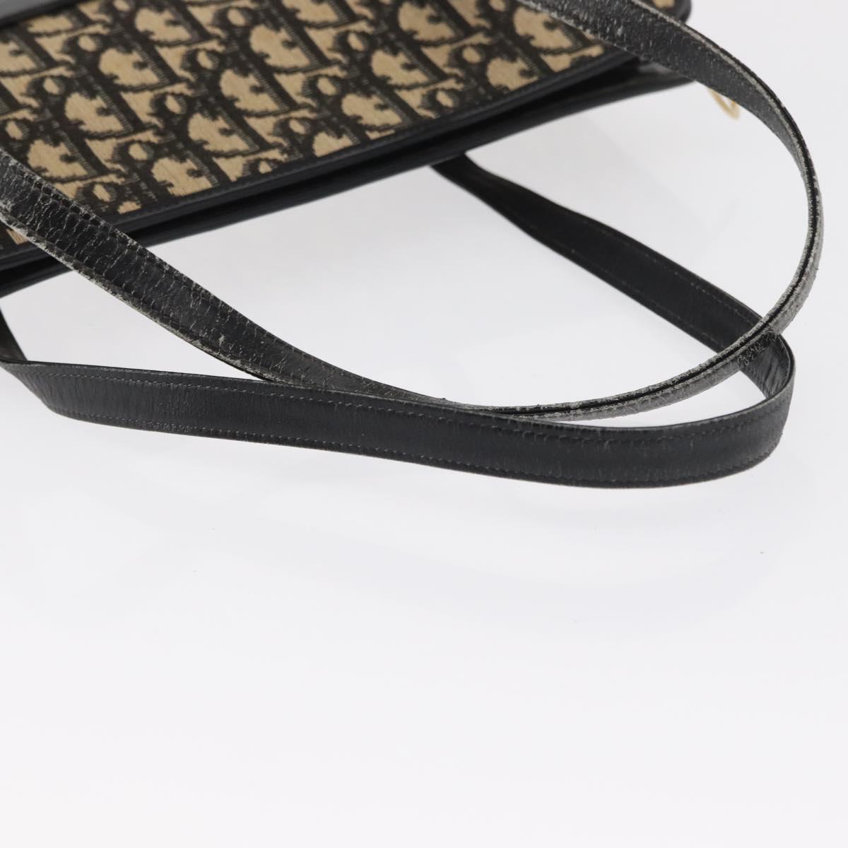 Christian Dior Trotter Canvas Hand Bag Navy Gold Auth 168395
