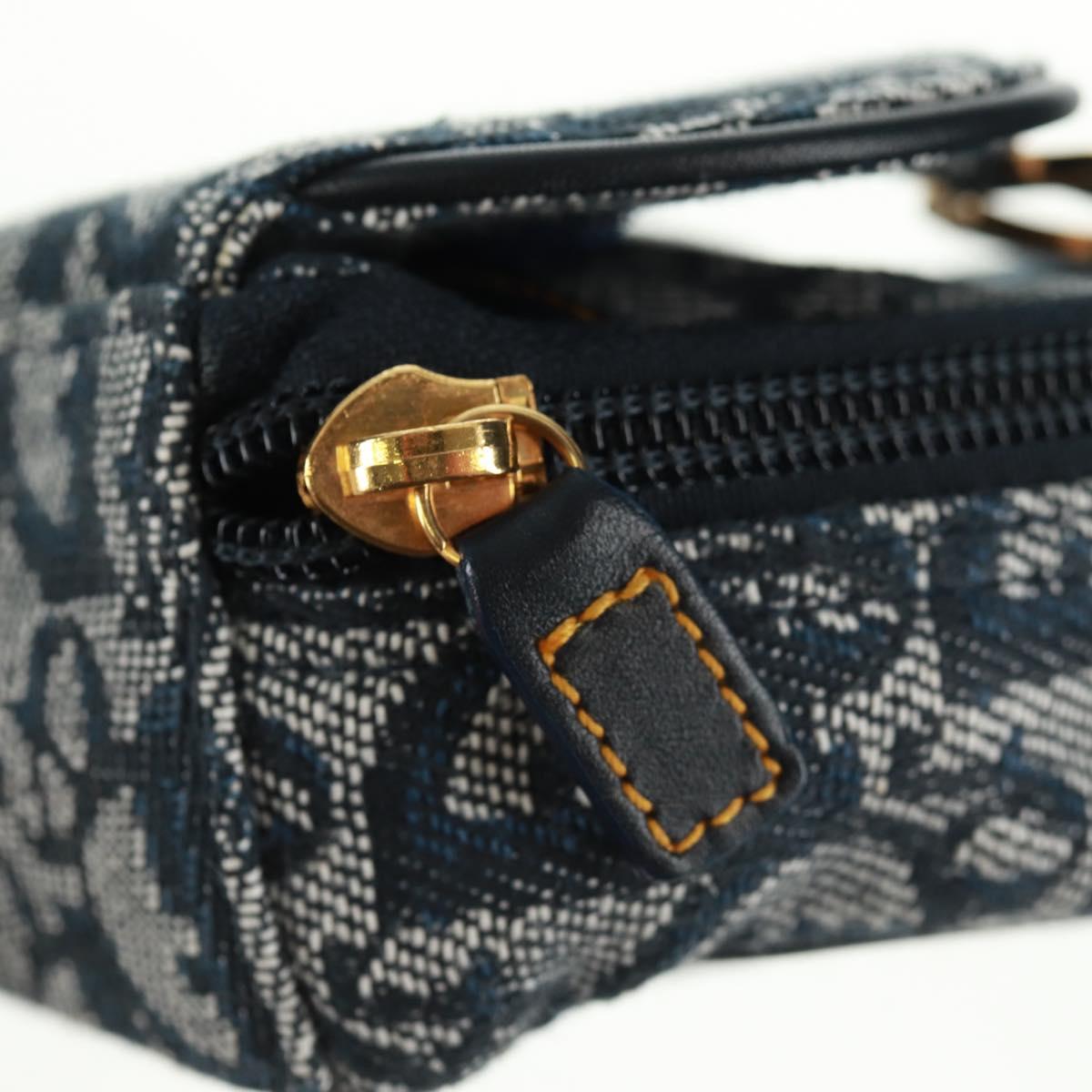 Christian Dior Trotter Canvas Saddle Pouch Navy Gold Auth 168406V