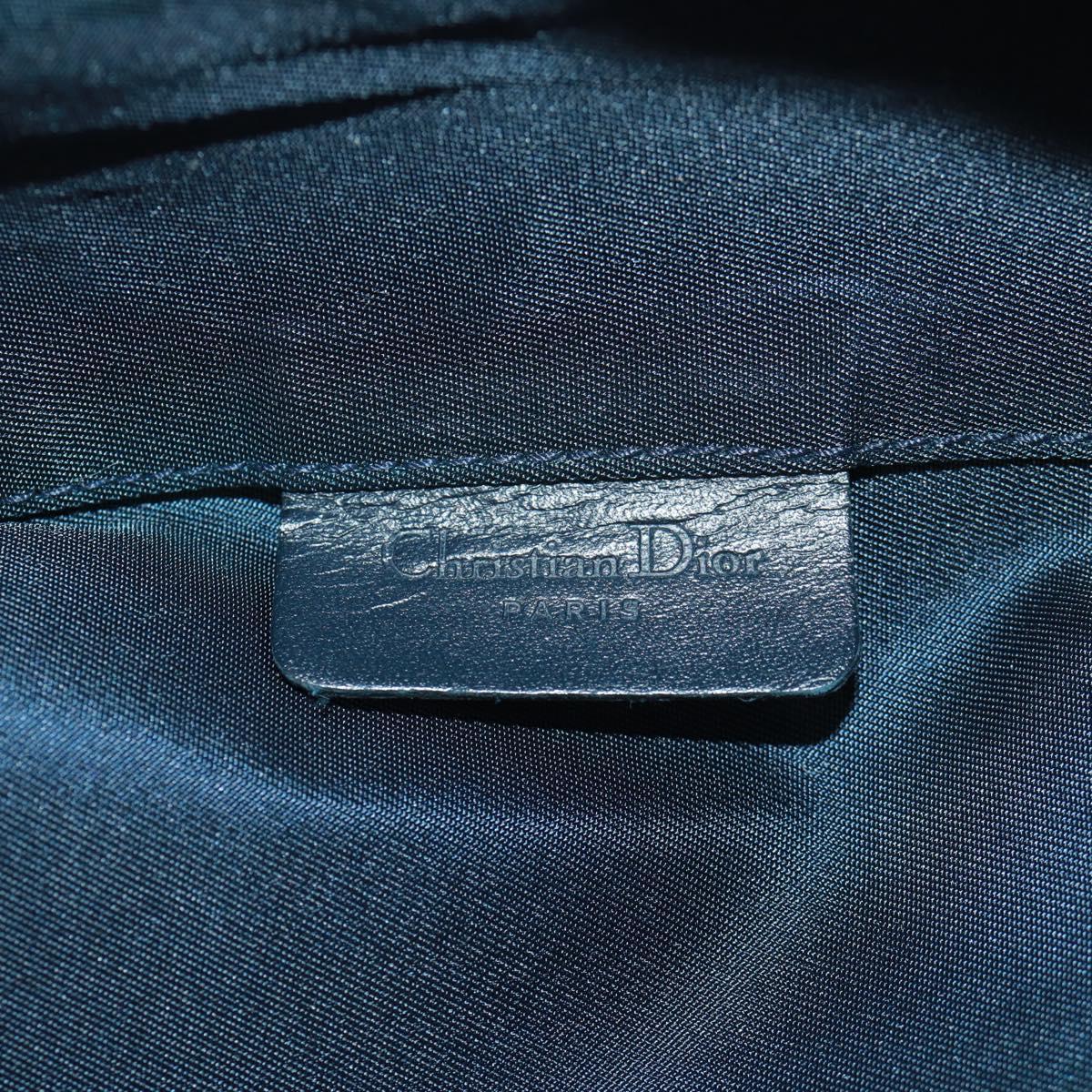 Christian Dior Trotter Canvas Saddle Pouch Navy Gold Auth 168406V