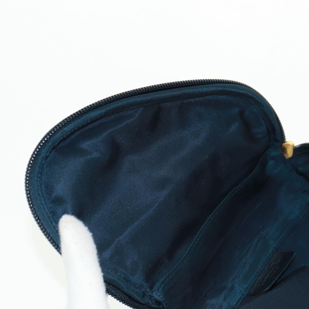 Christian Dior Trotter Canvas Saddle Pouch Navy Gold Auth 168406V