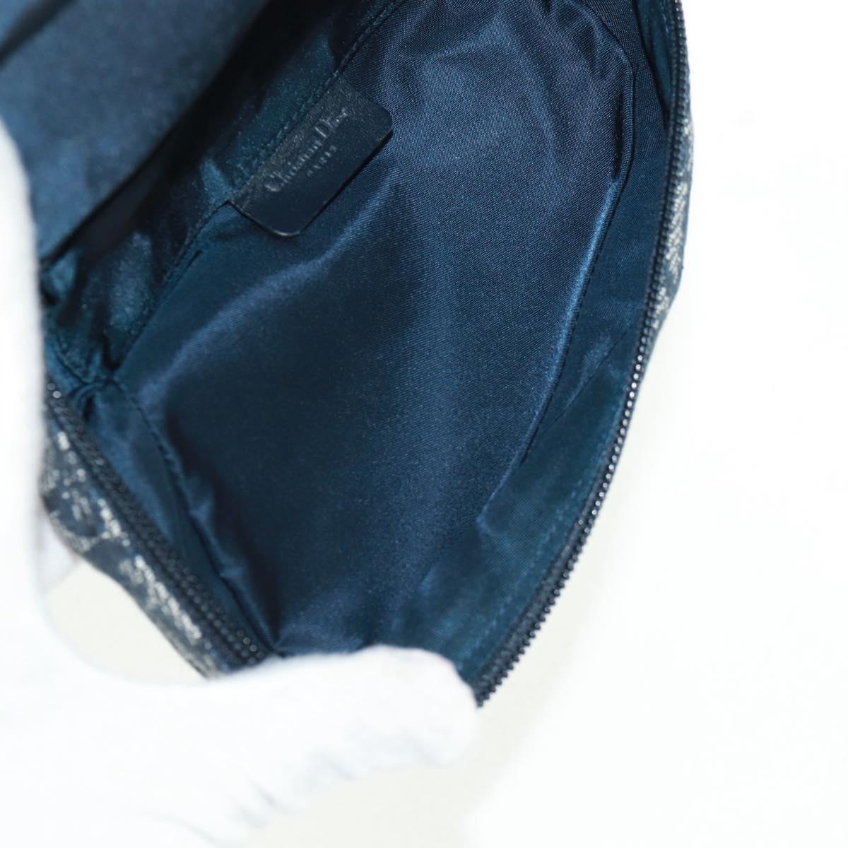 Christian Dior Trotter Canvas Saddle Pouch Navy Gold Auth 168406V