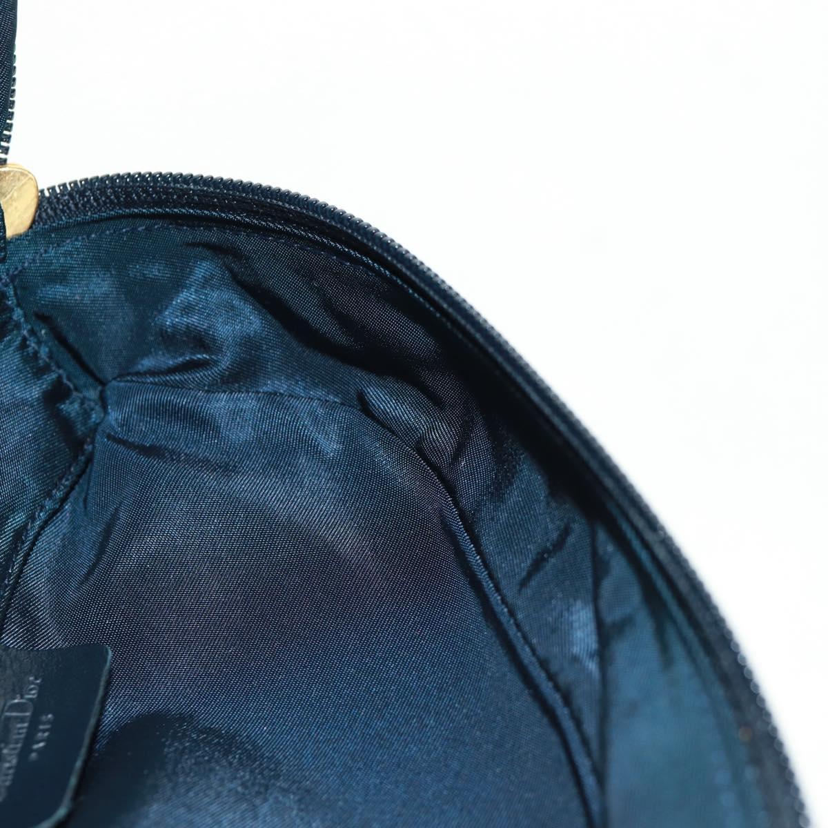 Christian Dior Trotter Canvas Saddle Pouch Navy Gold Auth 168406V