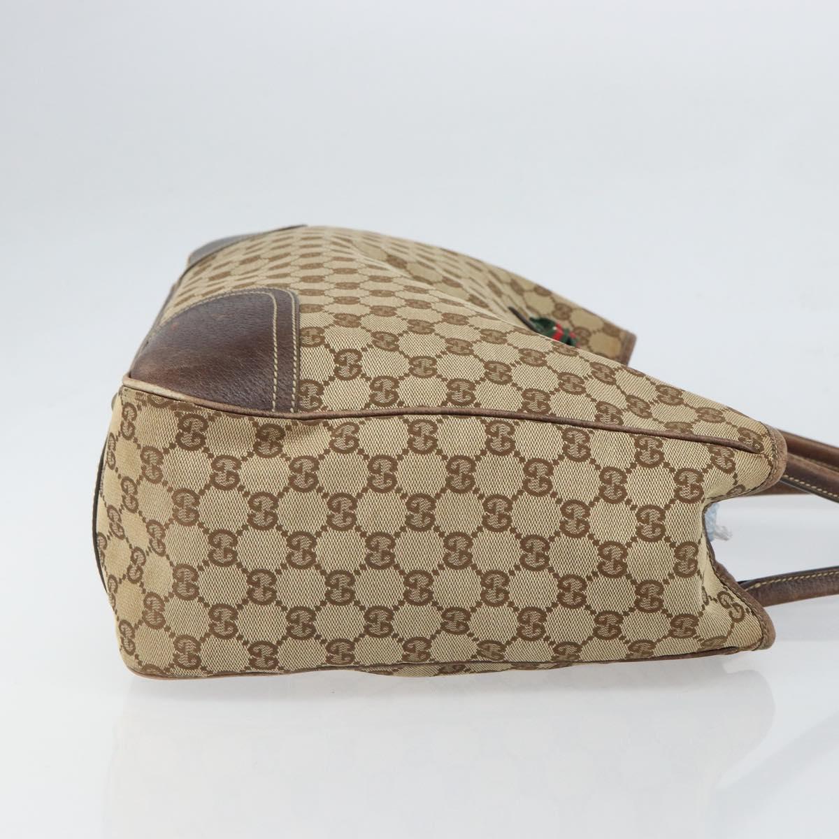 GUCCI GG Canvas Web Sherry Line Pretty Tote Bag Beige Gold 161719 Auth 168420