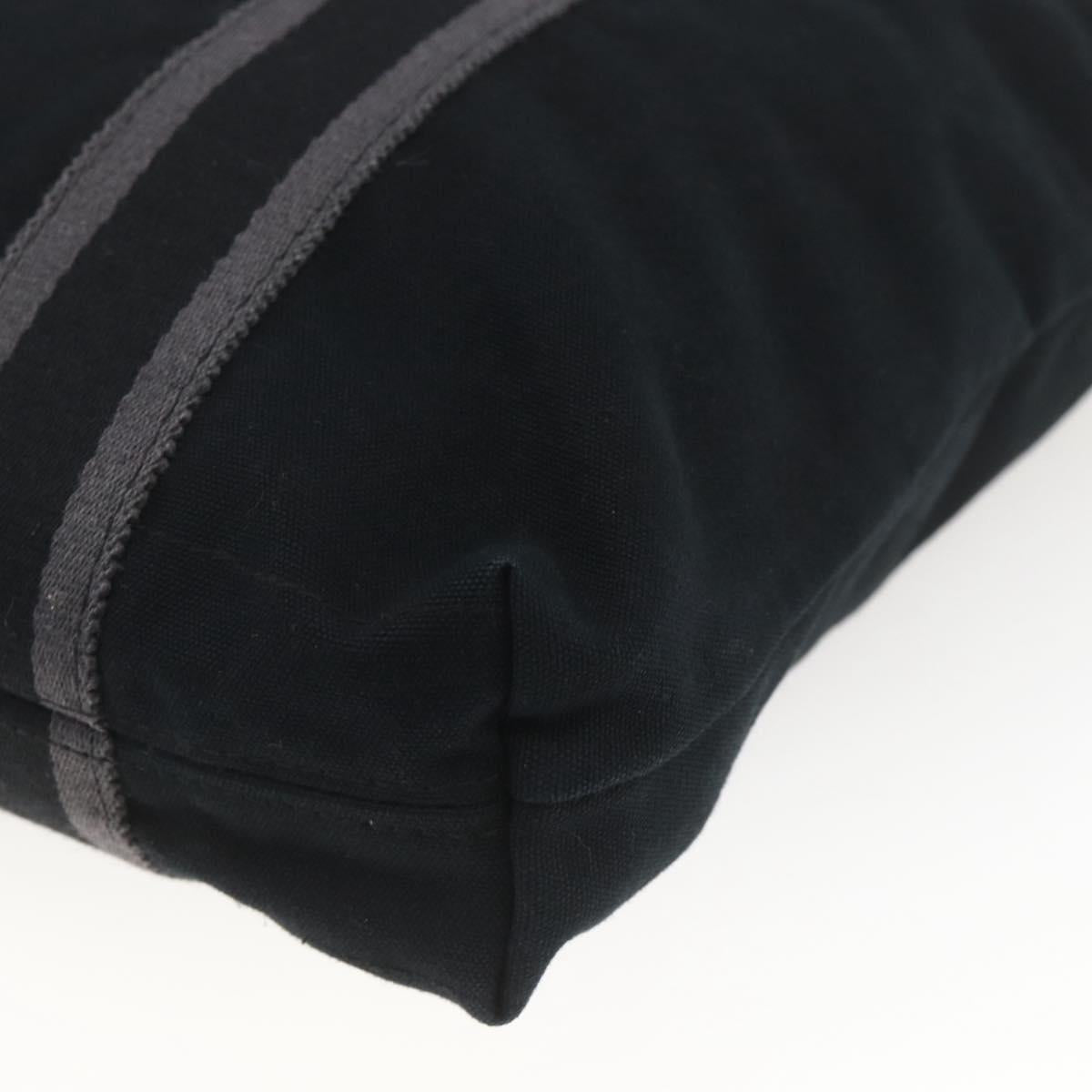 HERMES Fourre Tout Cabas Tote Bag Canvas Black Auth 168421