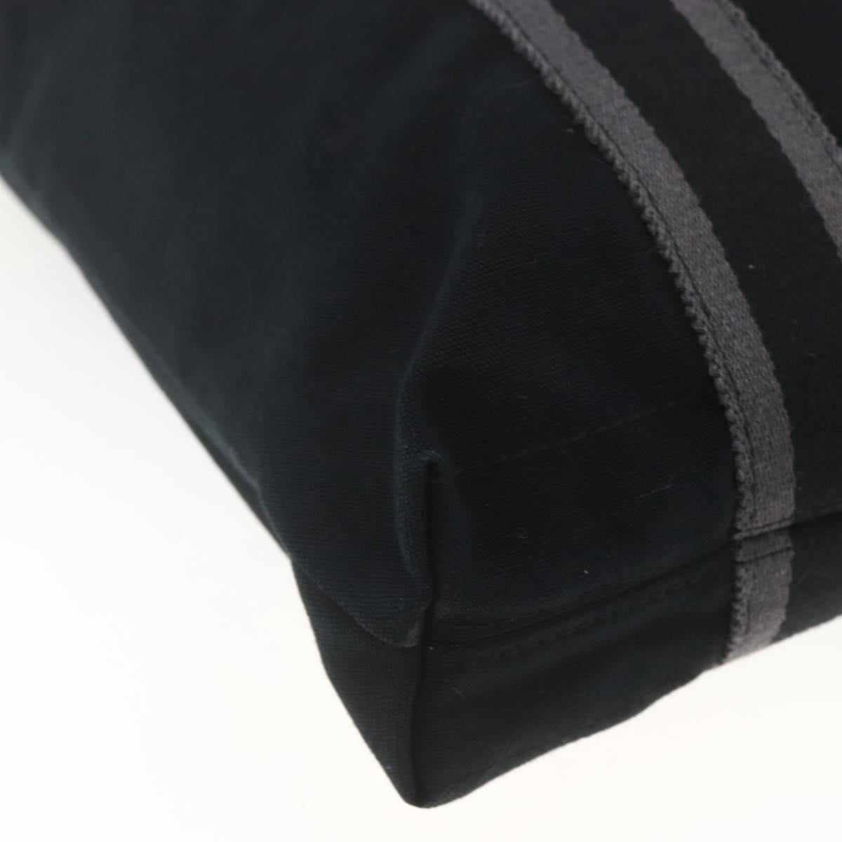 HERMES Fourre Tout Cabas Tote Bag Canvas Black Auth 168421