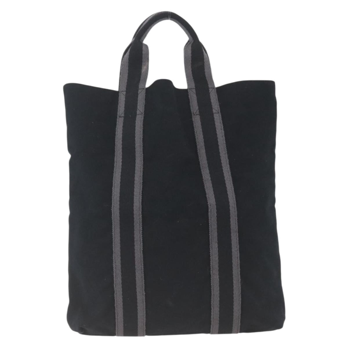 HERMES Fourre Tout Cabas Tote Bag Canvas Black Auth 168421