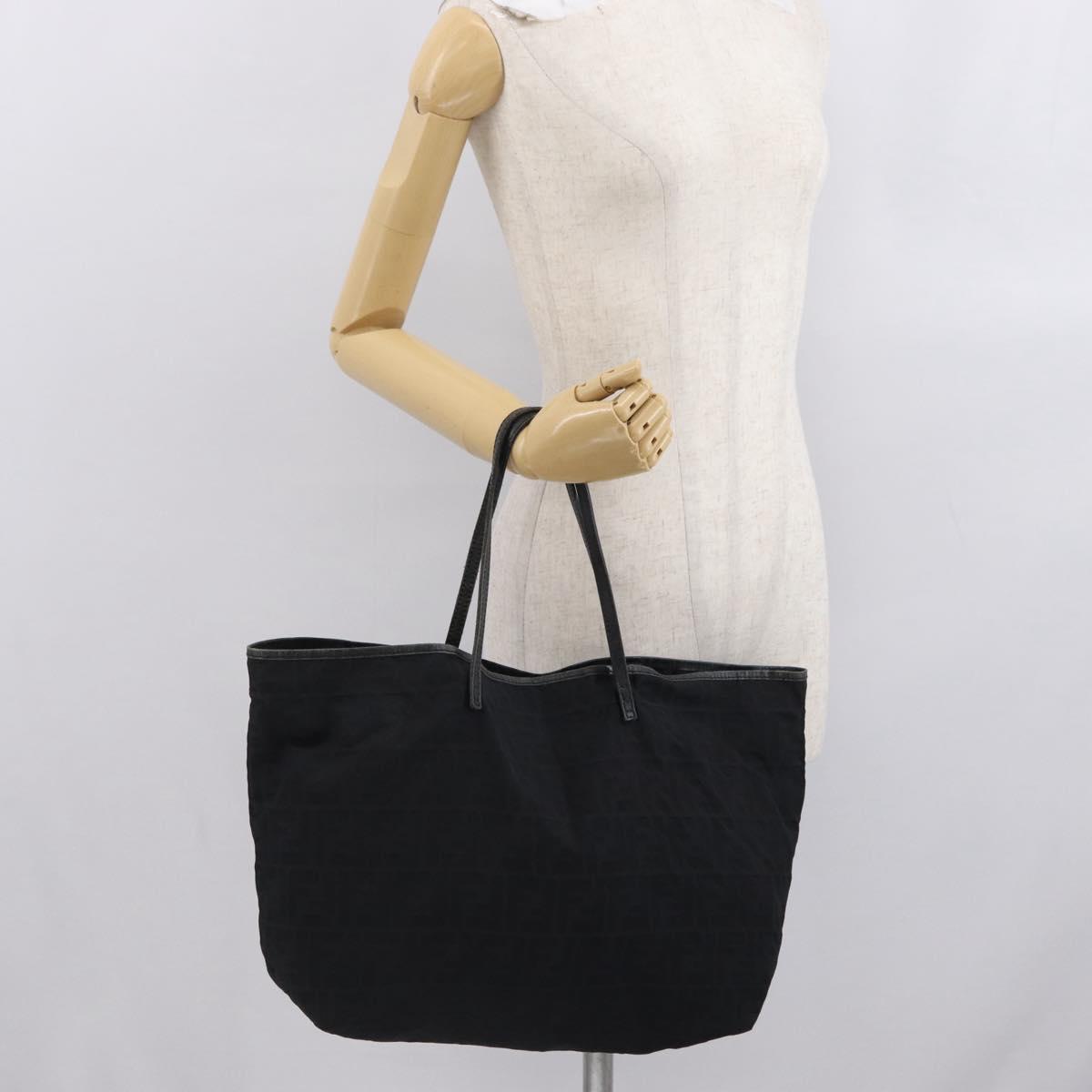 FENDI Zucca Canvas Tote Bag Black Auth 168423