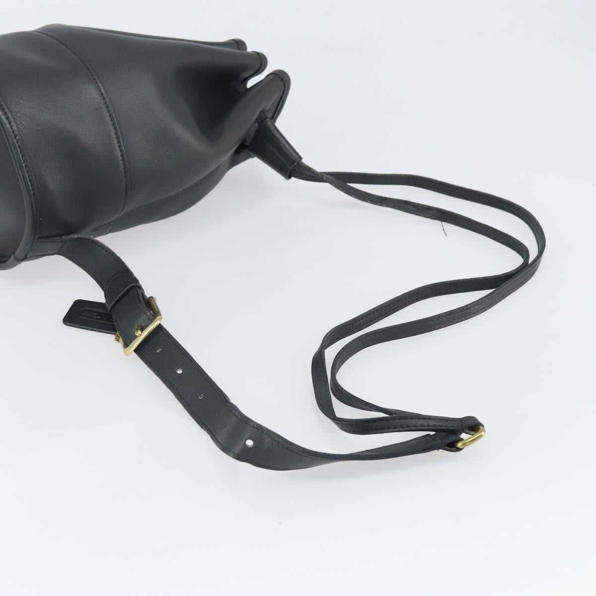 Coach Shoulder Bag Leather Black Auth 168425