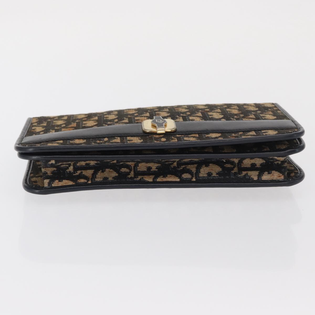 Christian Dior Chain Trotter Canvas Shoulder Bag Navy Gold Auth 168427