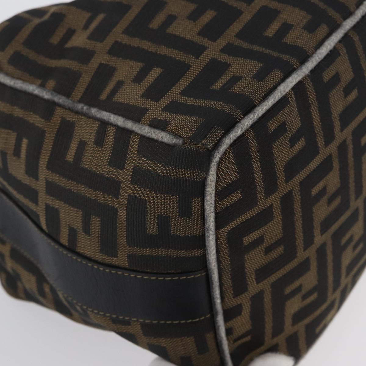 FENDI Zucca Canvas Hand Bag Black Brown Auth 168429