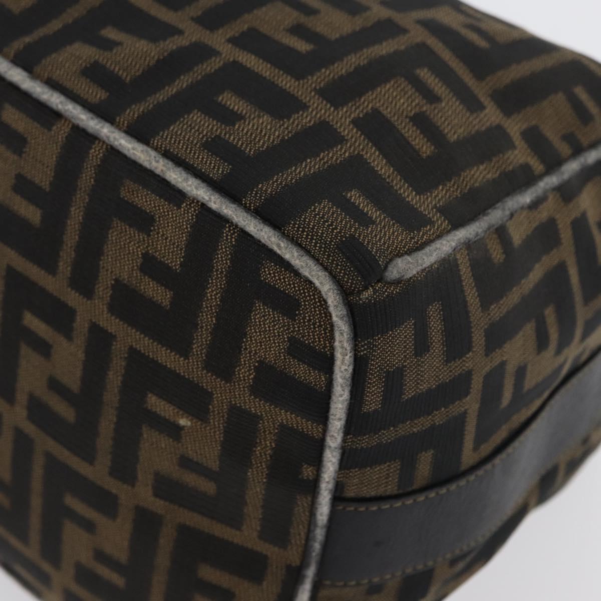 FENDI Zucca Canvas Hand Bag Black Brown Auth 168429