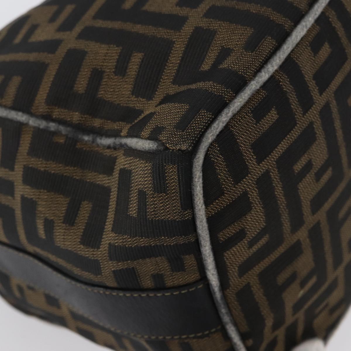 FENDI Zucca Canvas Hand Bag Black Brown Auth 168429