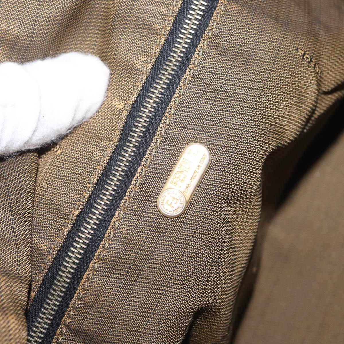 FENDI Zucca Canvas Hand Bag Black Brown Auth 168429