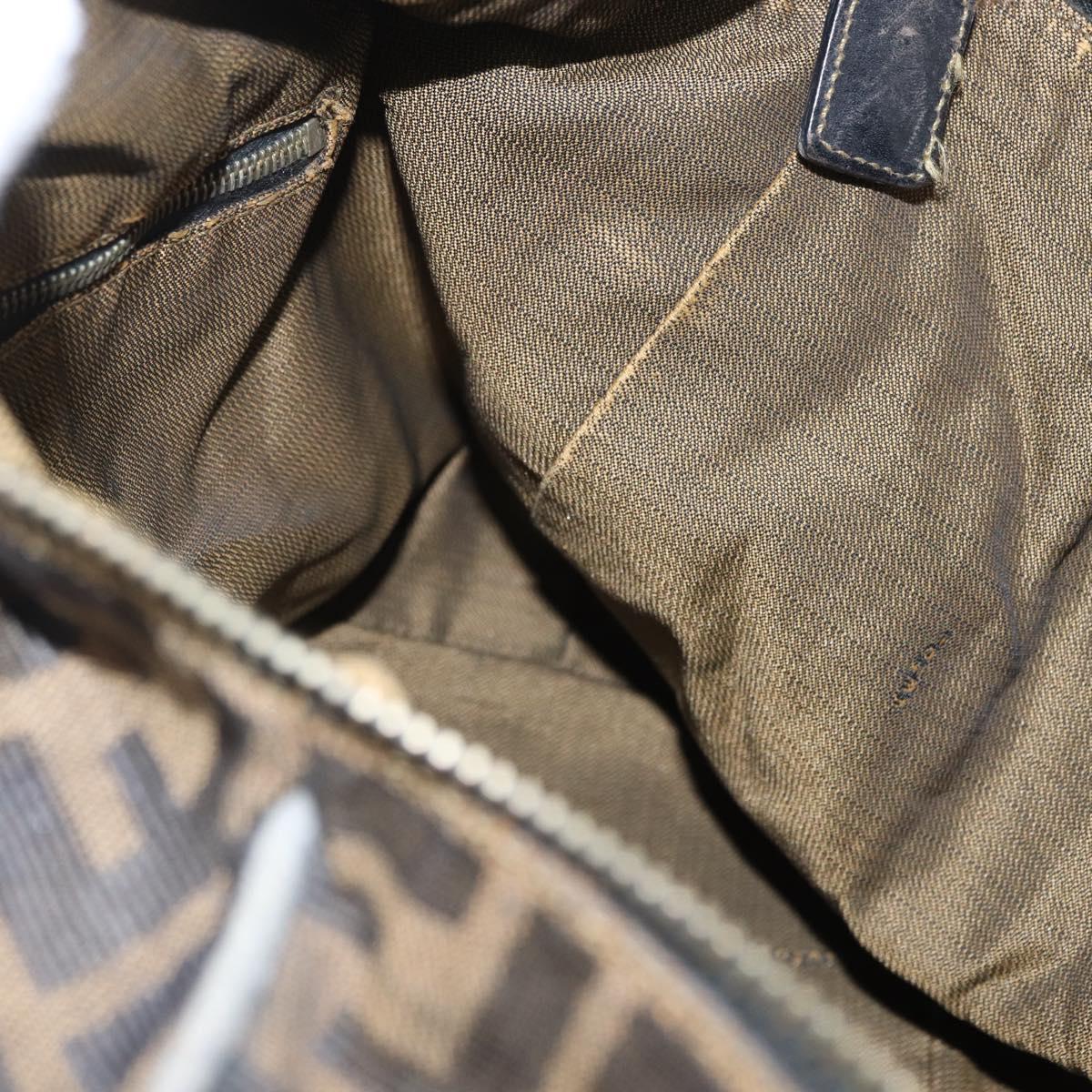 FENDI Zucca Canvas Hand Bag Black Brown Auth 168429