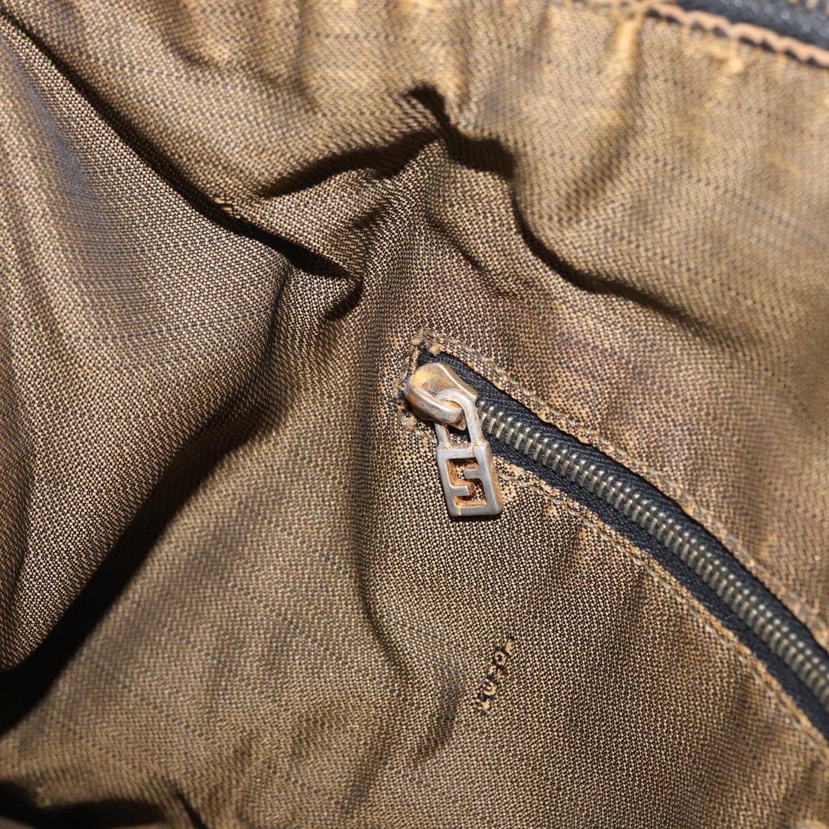 FENDI Zucca Canvas Hand Bag Black Brown Auth 168429