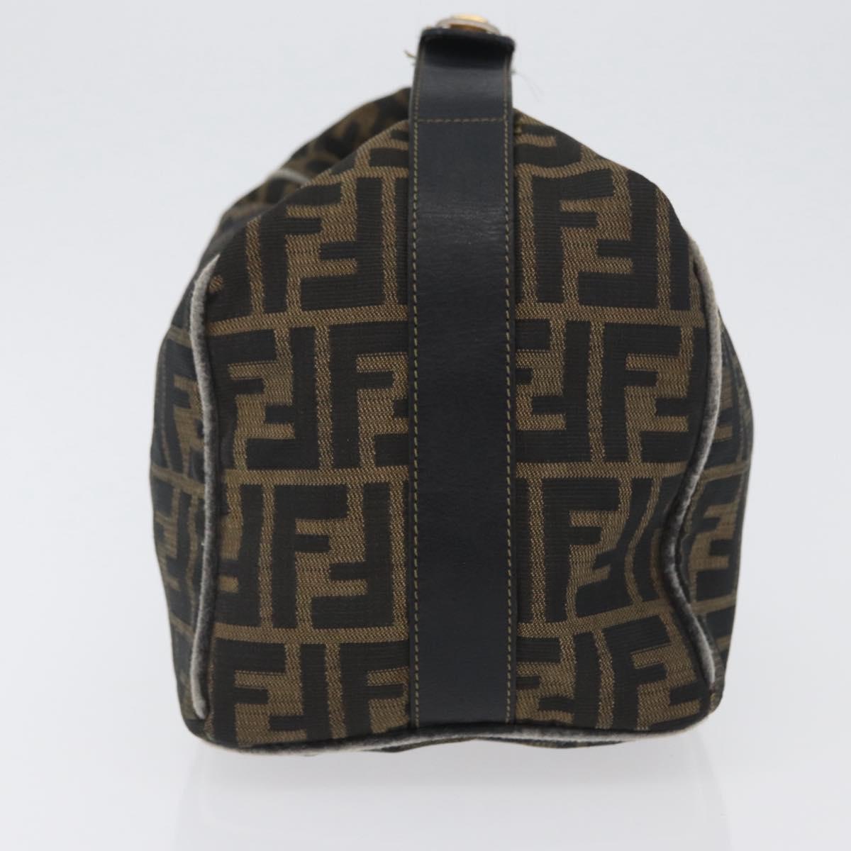FENDI Zucca Canvas Hand Bag Black Brown Auth 168429