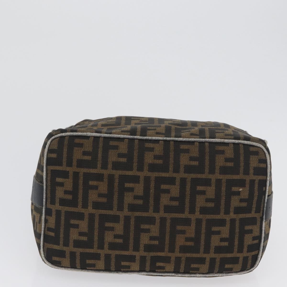 FENDI Zucca Canvas Hand Bag Black Brown Auth 168429
