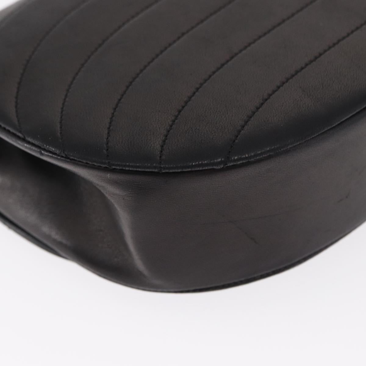 CHANEL Half Moon Chain Shoulder Bag Lamb Skin Black Gold CC Auth 168431