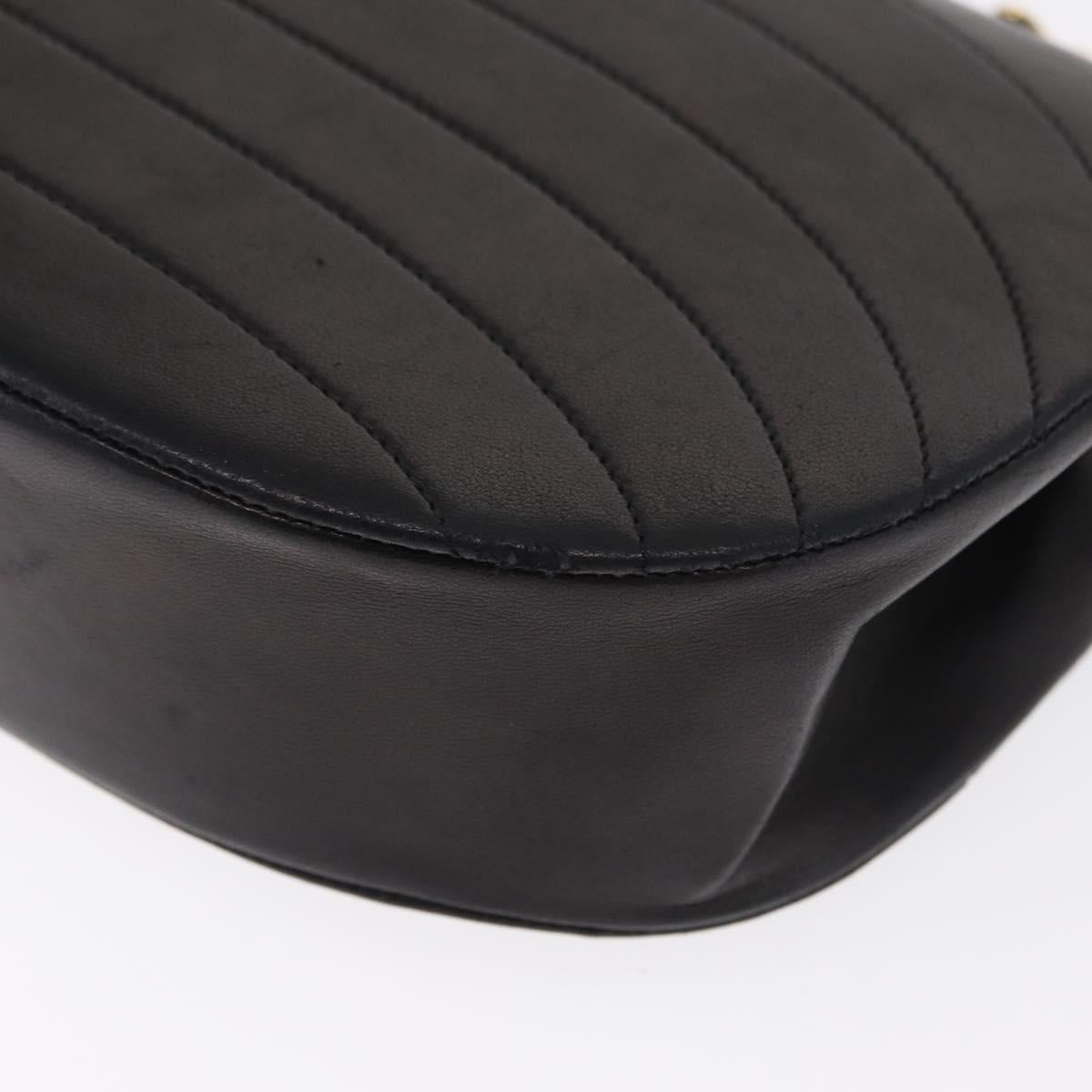 CHANEL Half Moon Chain Shoulder Bag Lamb Skin Black Gold CC Auth 168431