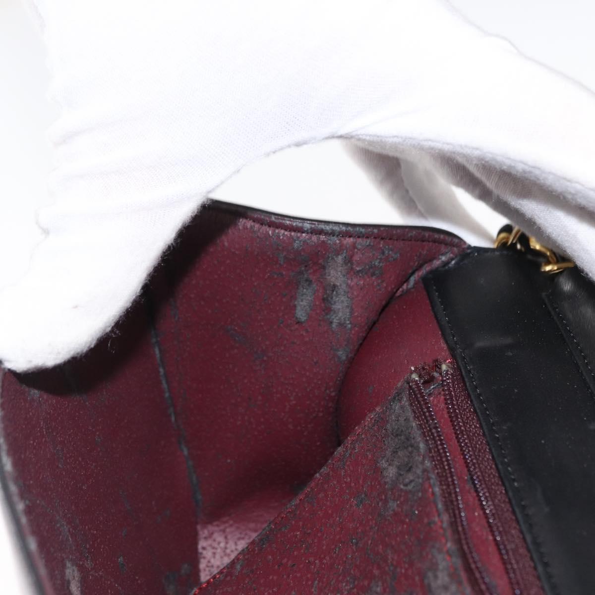 CHANEL Half Moon Chain Shoulder Bag Lamb Skin Black Gold CC Auth 168431