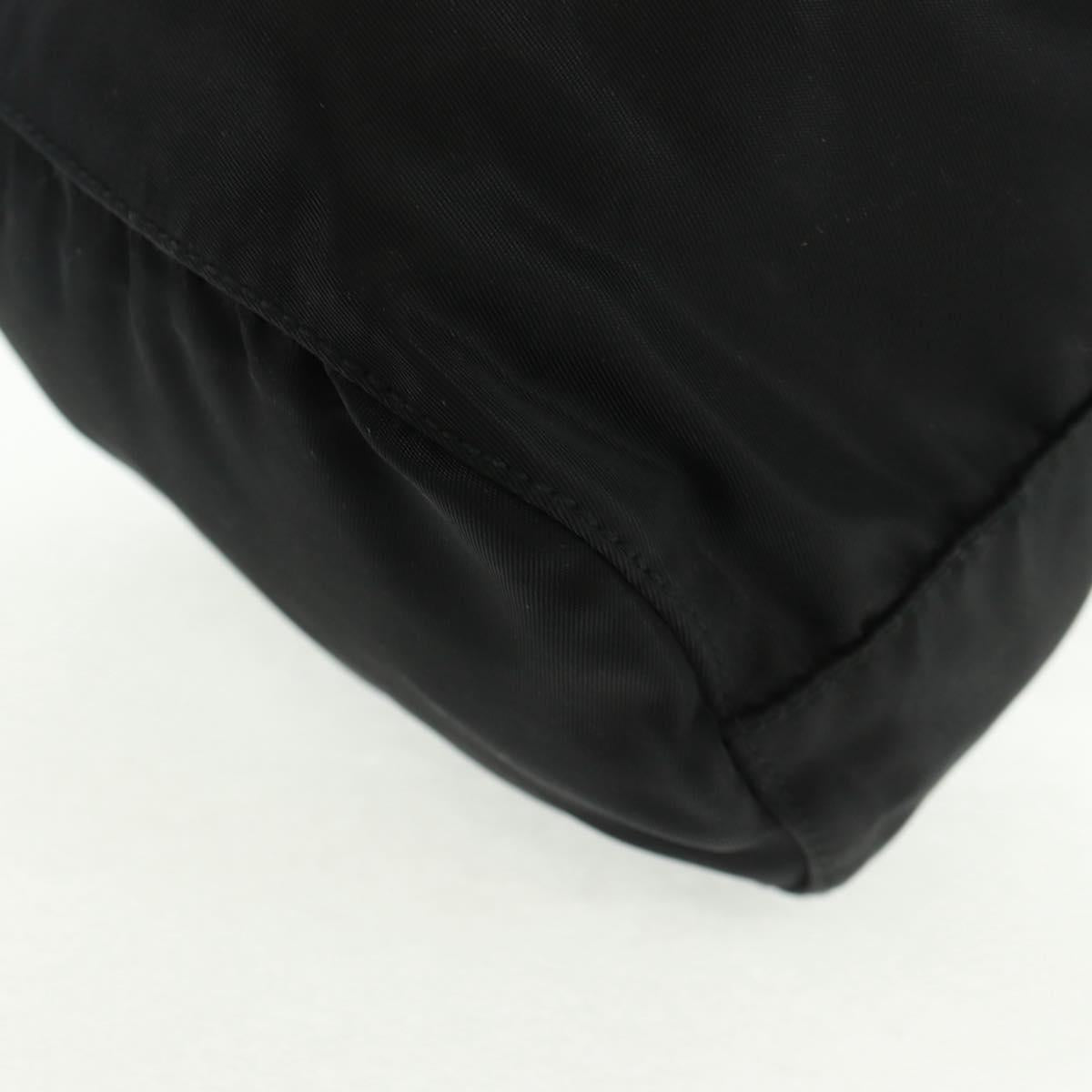 PRADA Drawstring Pouch Nylon Black Silver Auth 168451V