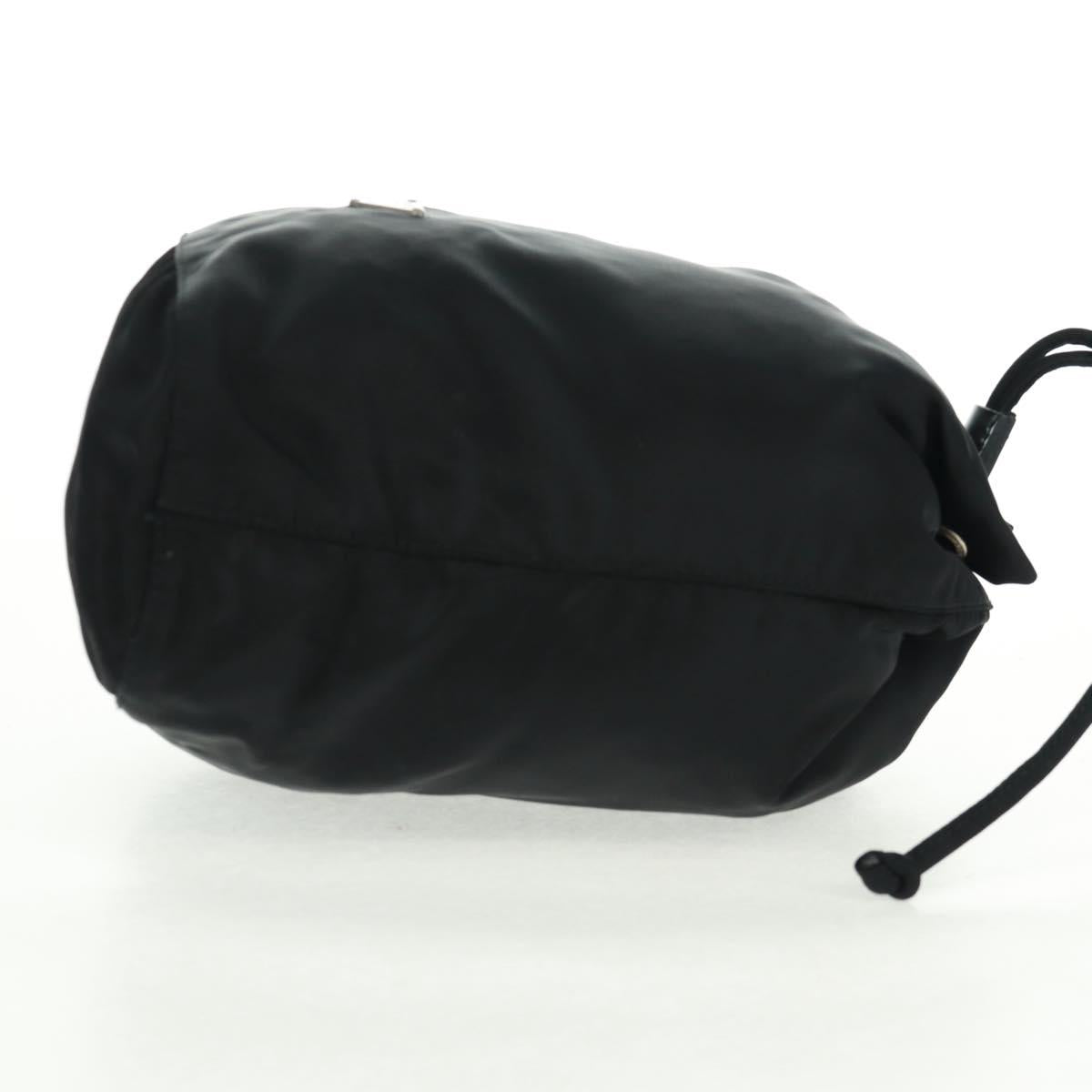 PRADA Drawstring Pouch Nylon Black Silver Auth 168451V