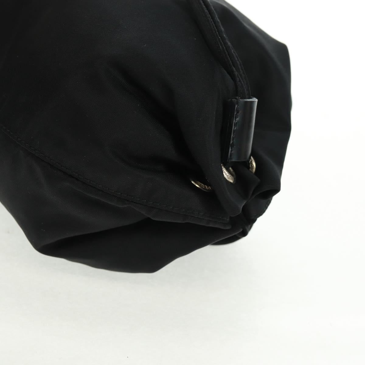 PRADA Drawstring Pouch Nylon Black Silver Auth 168451V