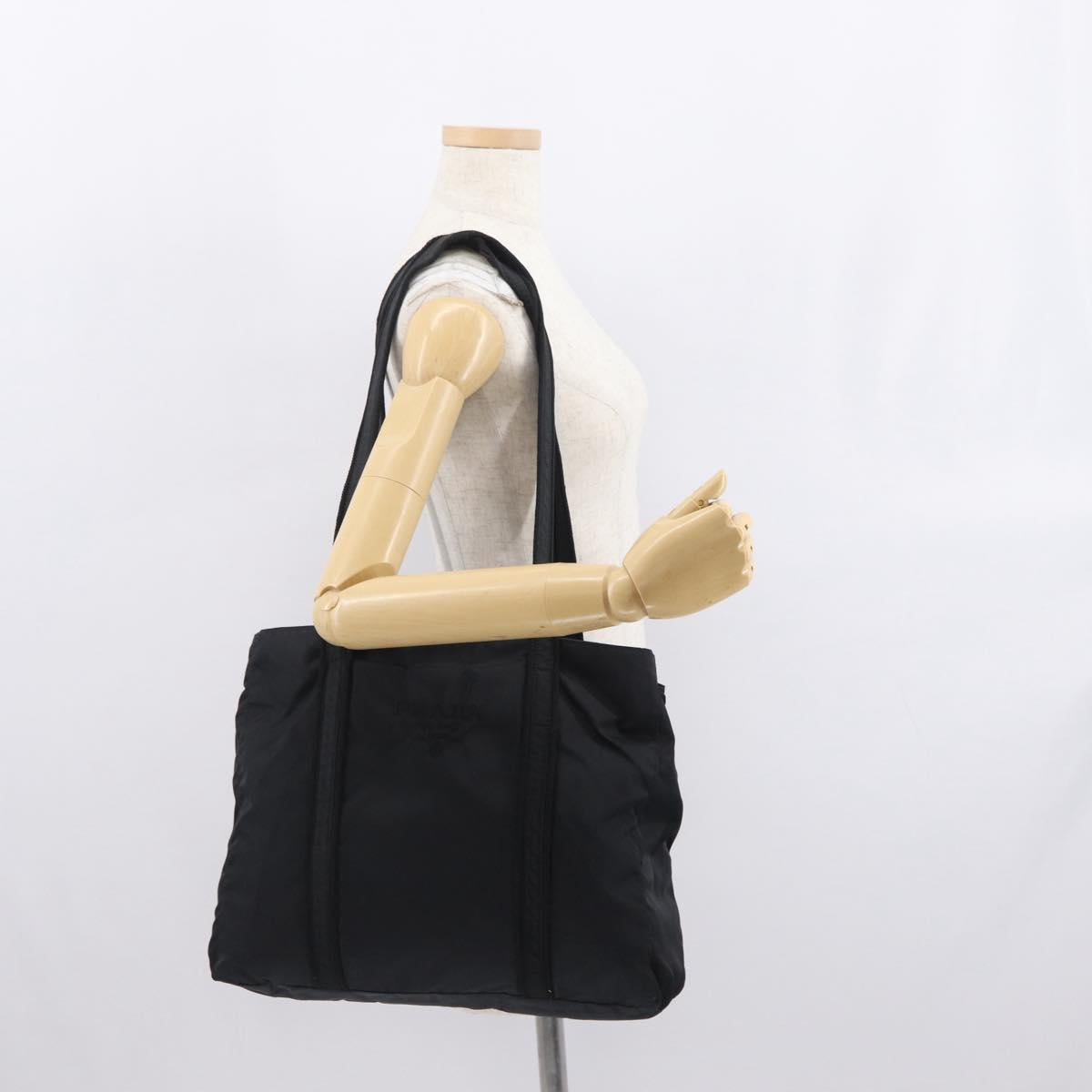 PRADA Tote Bag Nylon Black Auth 168460
