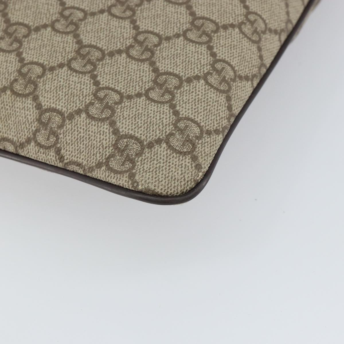 GUCCI GG Supreme Shoulder Bag PVC Beige Silver 141626 Auth 168461