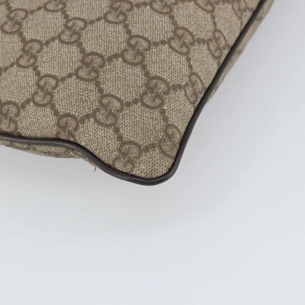 GUCCI GG Supreme Shoulder Bag PVC Beige Silver 141626 Auth 168461