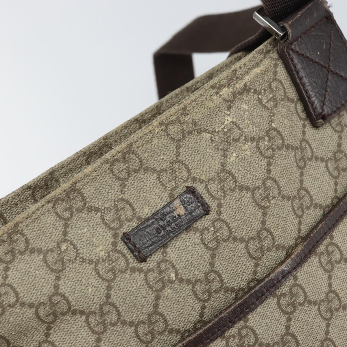 GUCCI GG Supreme Shoulder Bag PVC Beige Silver 141626 Auth 168461