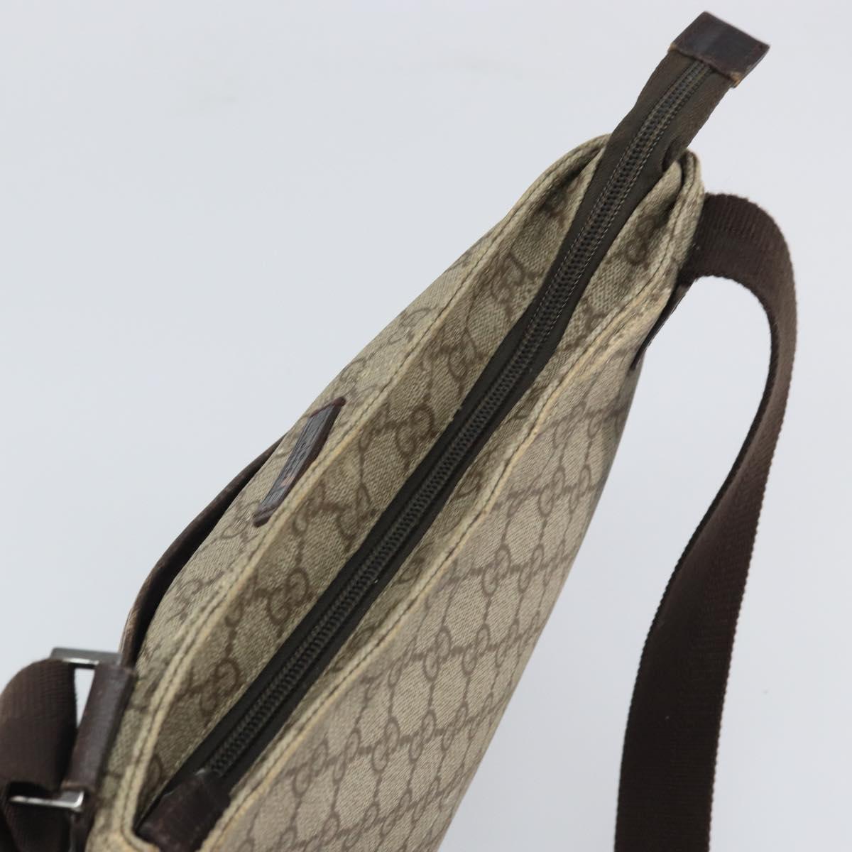 GUCCI GG Supreme Shoulder Bag PVC Beige Silver 141626 Auth 168461