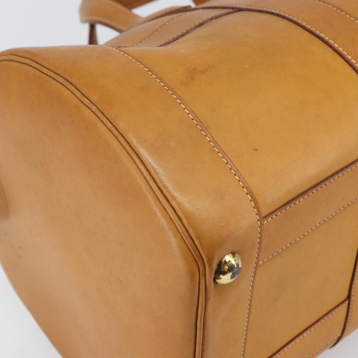 HERMES Early Hand Bag Leather Brown Auth 168481