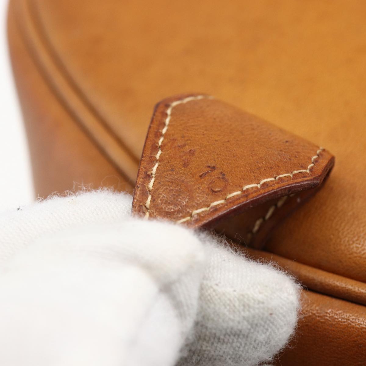 HERMES Early Hand Bag Leather Brown Auth 168481