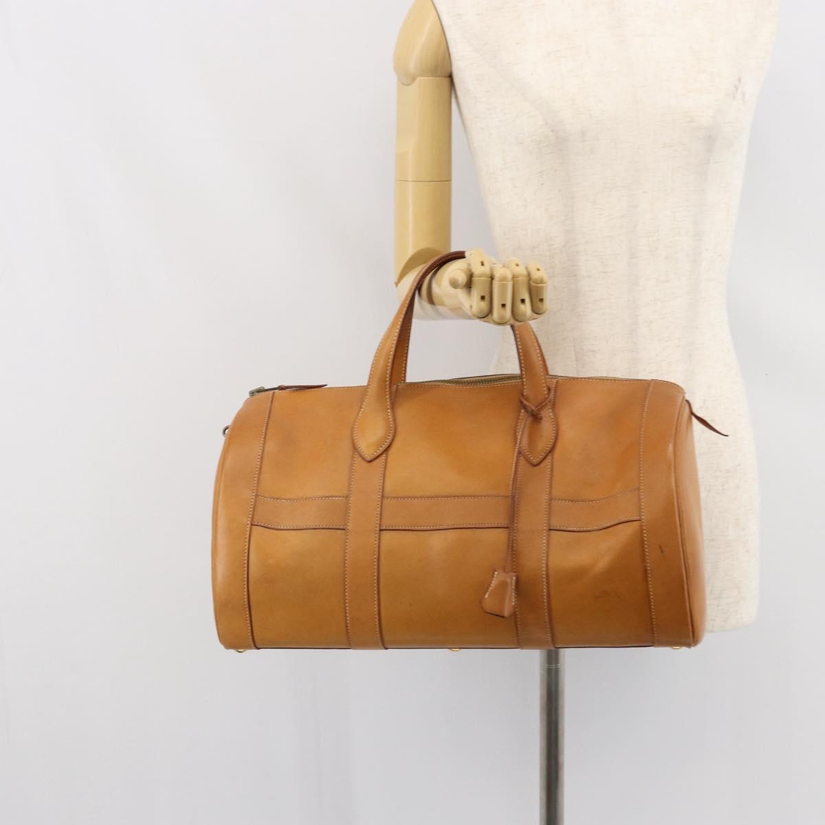 HERMES Early Hand Bag Leather Brown Auth 168481
