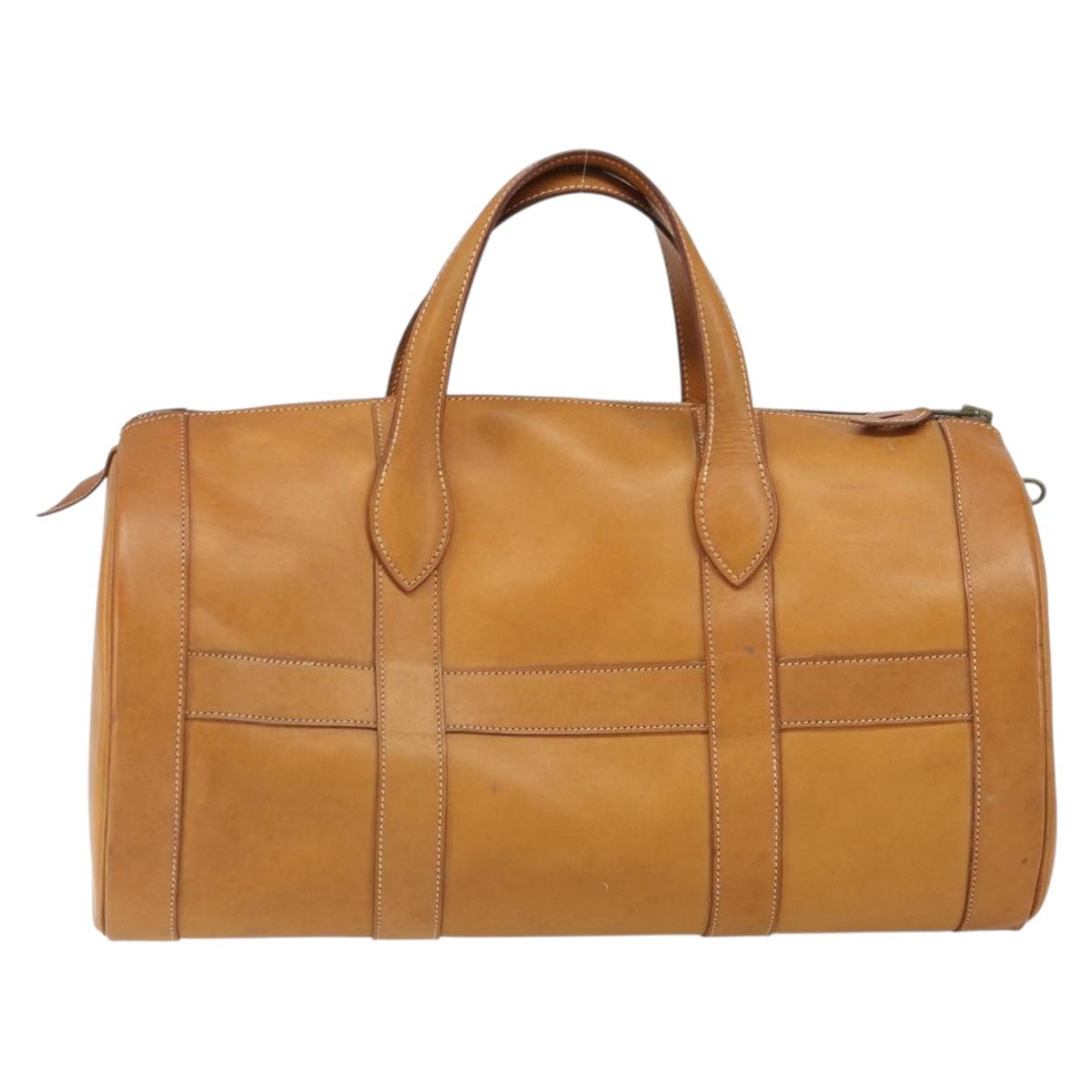 HERMES Early Hand Bag Leather Brown Auth 168481