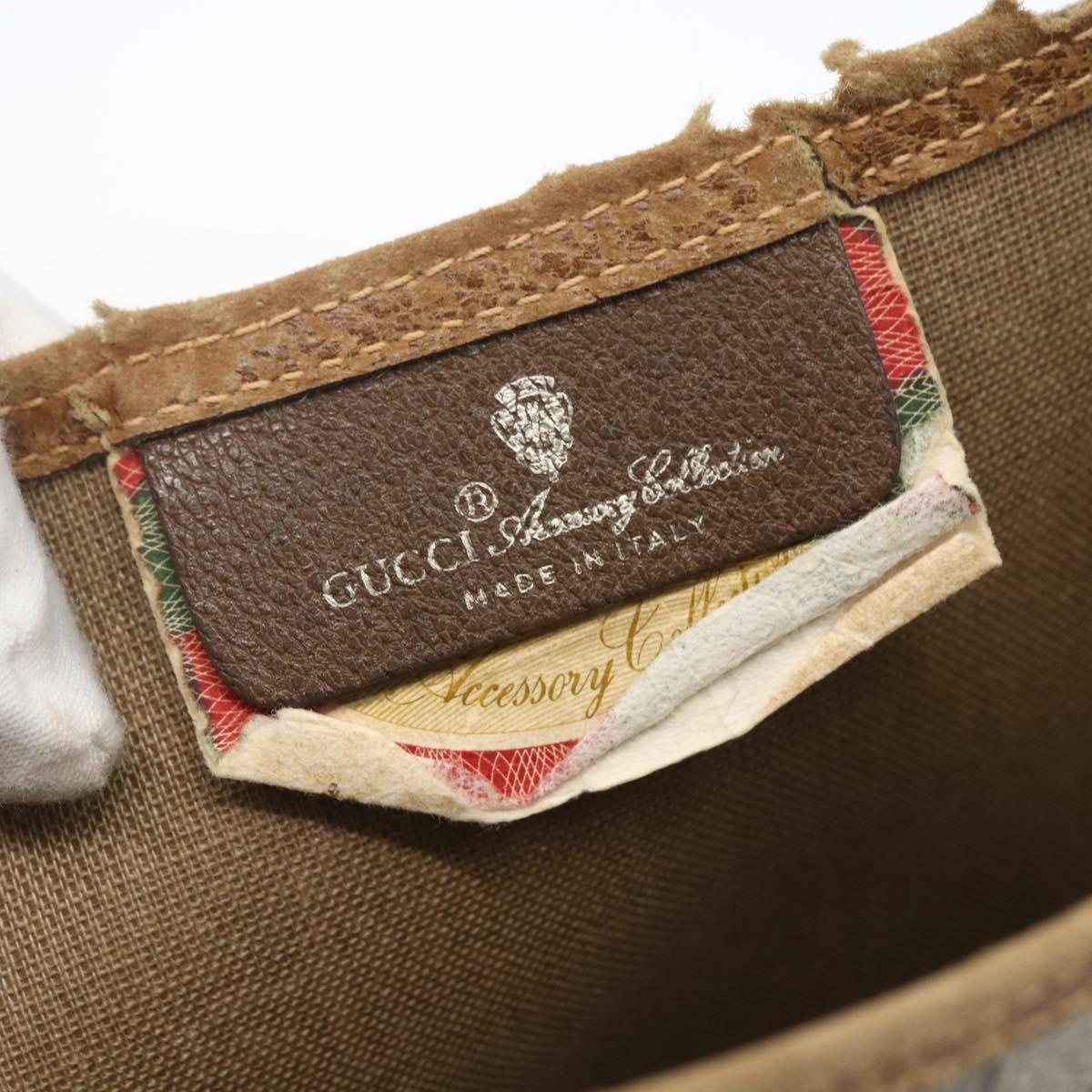 GUCCI Web Sherry Line GG Supreme Tote Bag PVC Beige Gold 40 02 003 Auth 168482