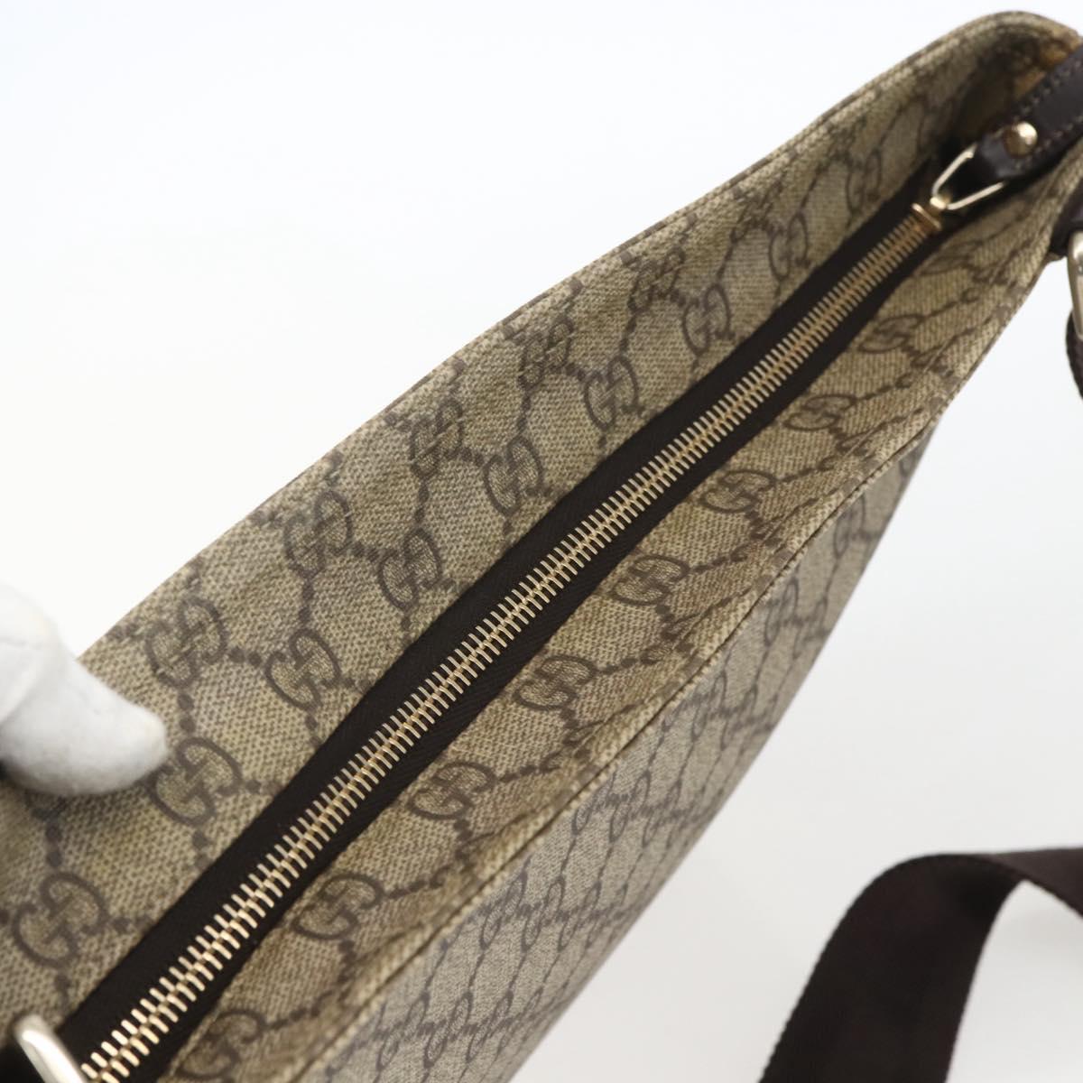 GUCCI GG Supreme Shoulder Bag PVC Beige Gold 201446 Auth 168484