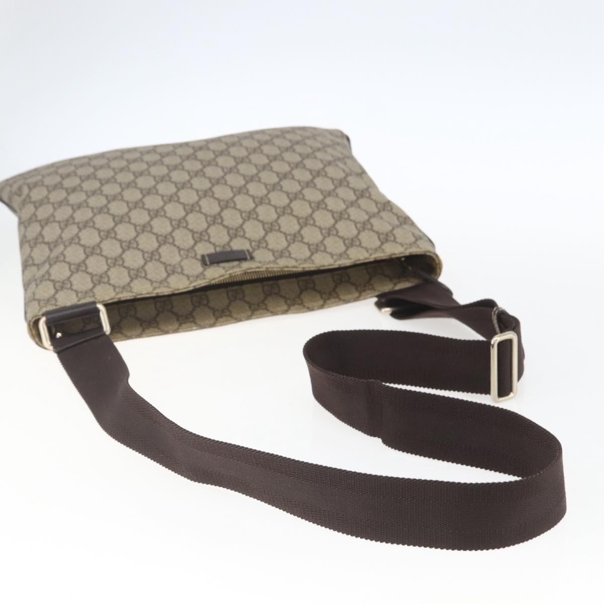 GUCCI GG Supreme Shoulder Bag PVC Beige Gold 201446 Auth 168484