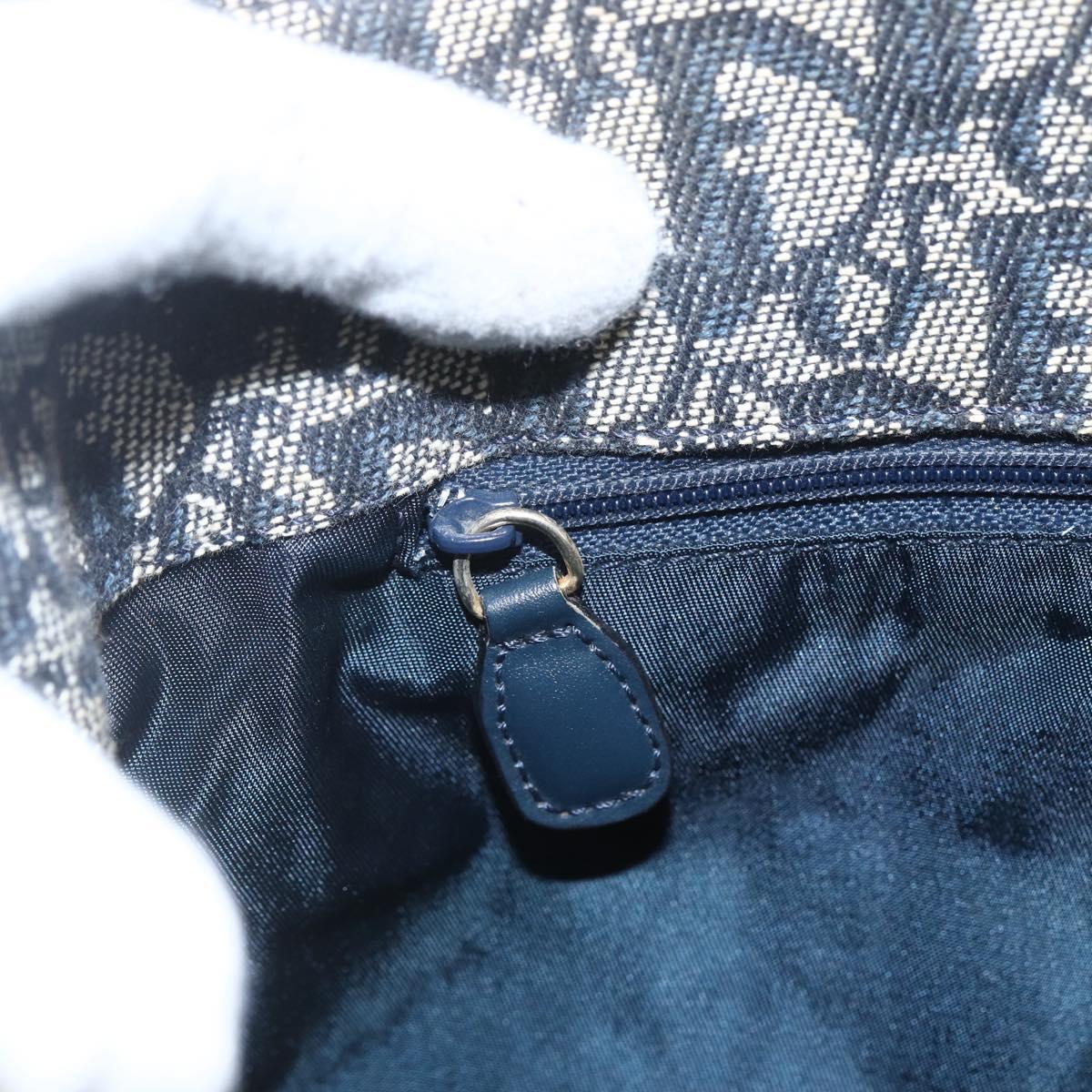 Christian Dior Trotter Canvas Tote Bag Navy Gold Auth 168487A