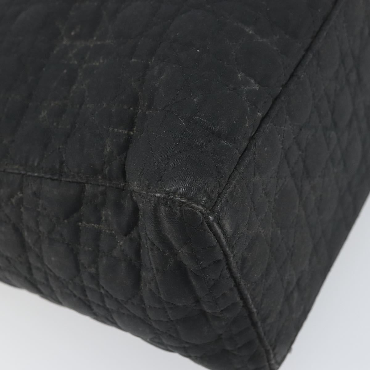 Christian Dior Lady Dior Canage Hand Bag Black Gold Auth 168488