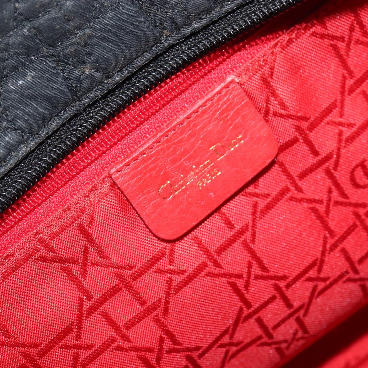 Christian Dior Lady Dior Canage Hand Bag Black Gold Auth 168488