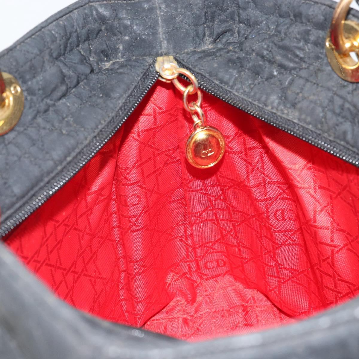 Christian Dior Lady Dior Canage Hand Bag Black Gold Auth 168488