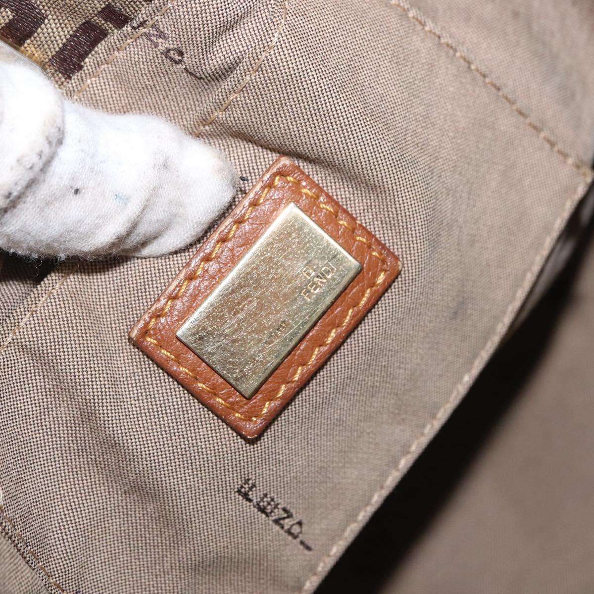 FENDI Zucchino Canvas Hand Bag Beige Gold Auth 168496