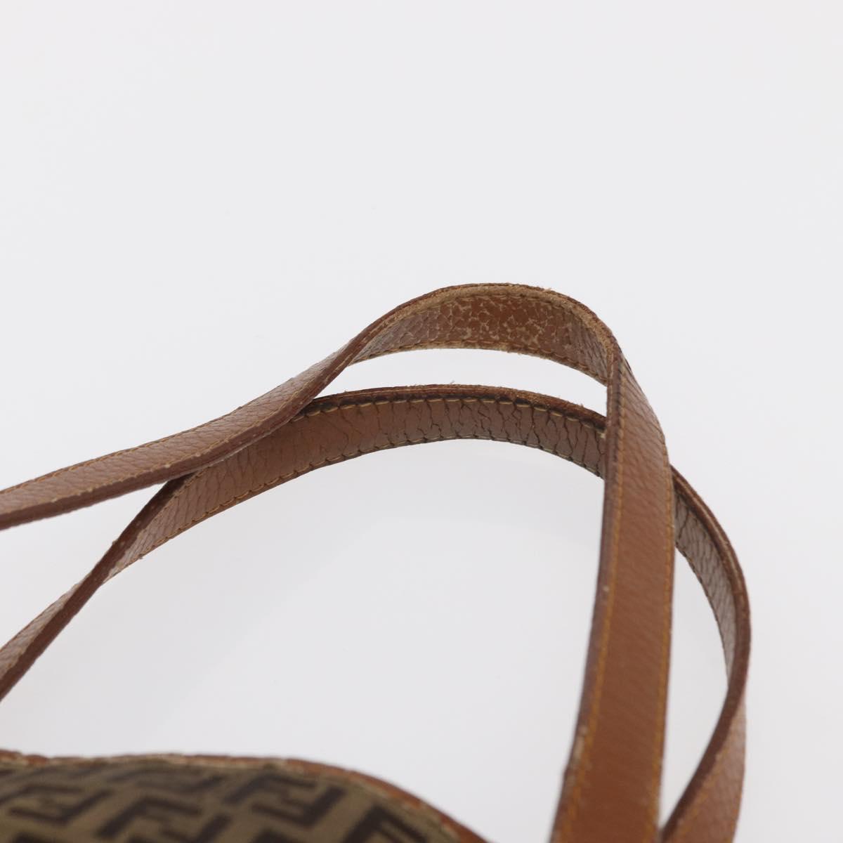 FENDI Zucchino Canvas Hand Bag Beige Gold Auth 168496