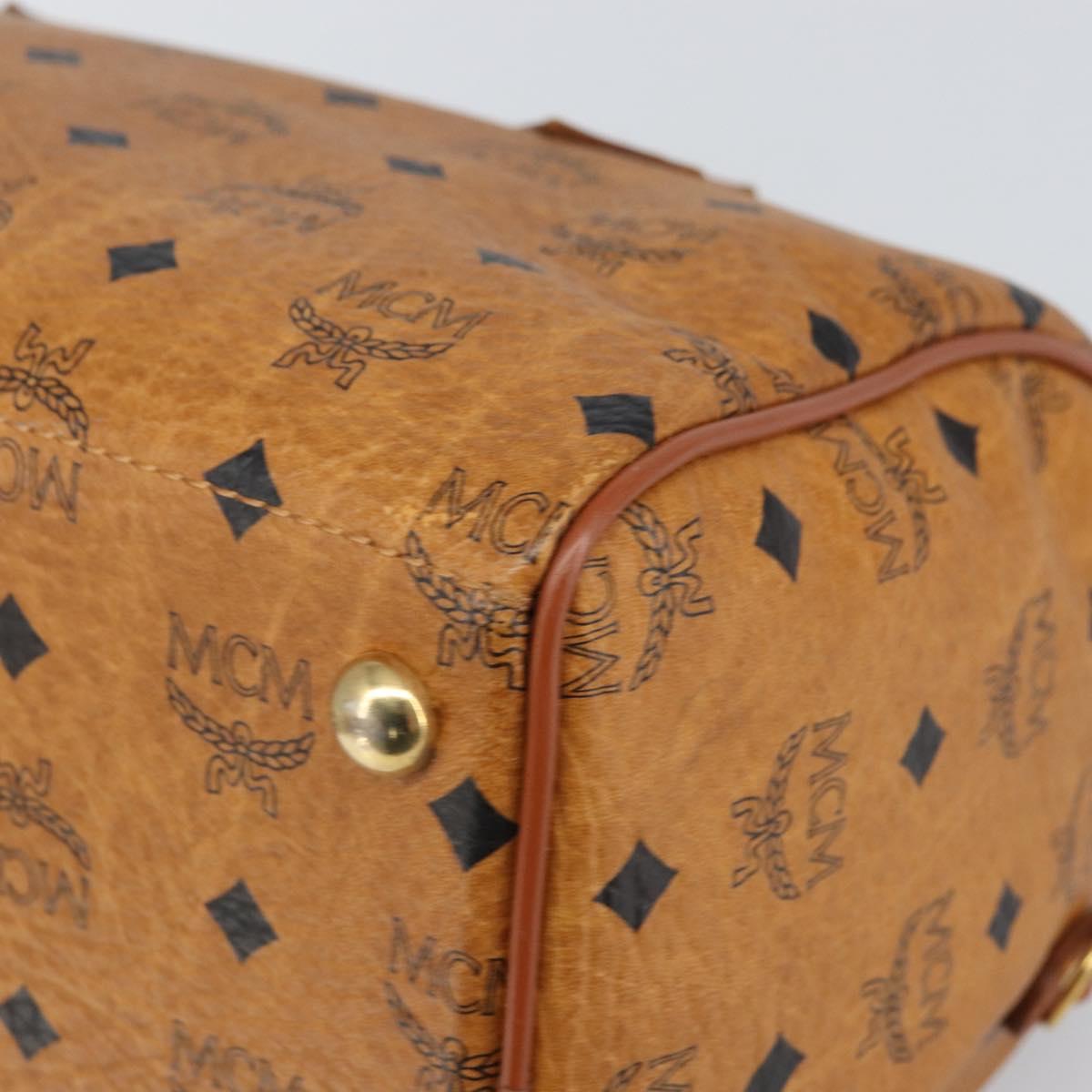 MCM Vicetos Logogram Hand Bag PVC Leather Brown Gold Auth 168498