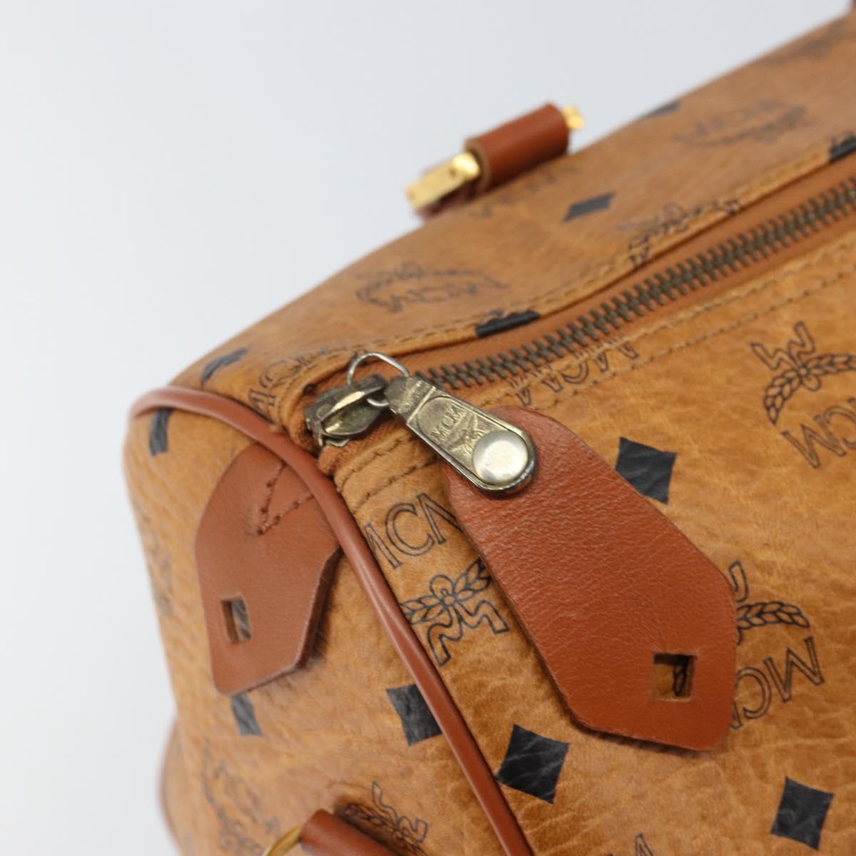 MCM Vicetos Logogram Hand Bag PVC Leather Brown Gold Auth 168498
