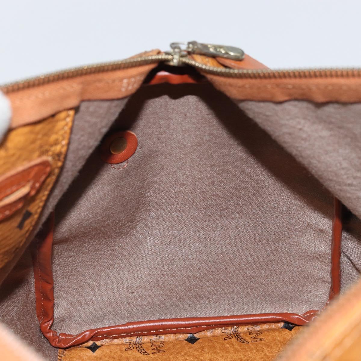 MCM Vicetos Logogram Hand Bag PVC Leather Brown Gold Auth 168498