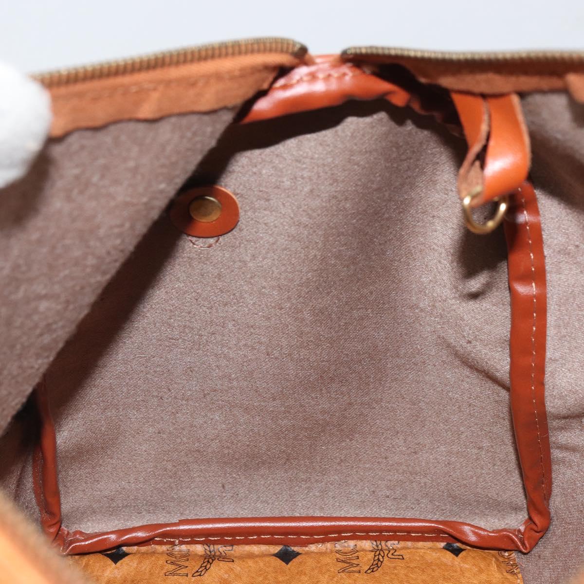 MCM Vicetos Logogram Hand Bag PVC Leather Brown Gold Auth 168498