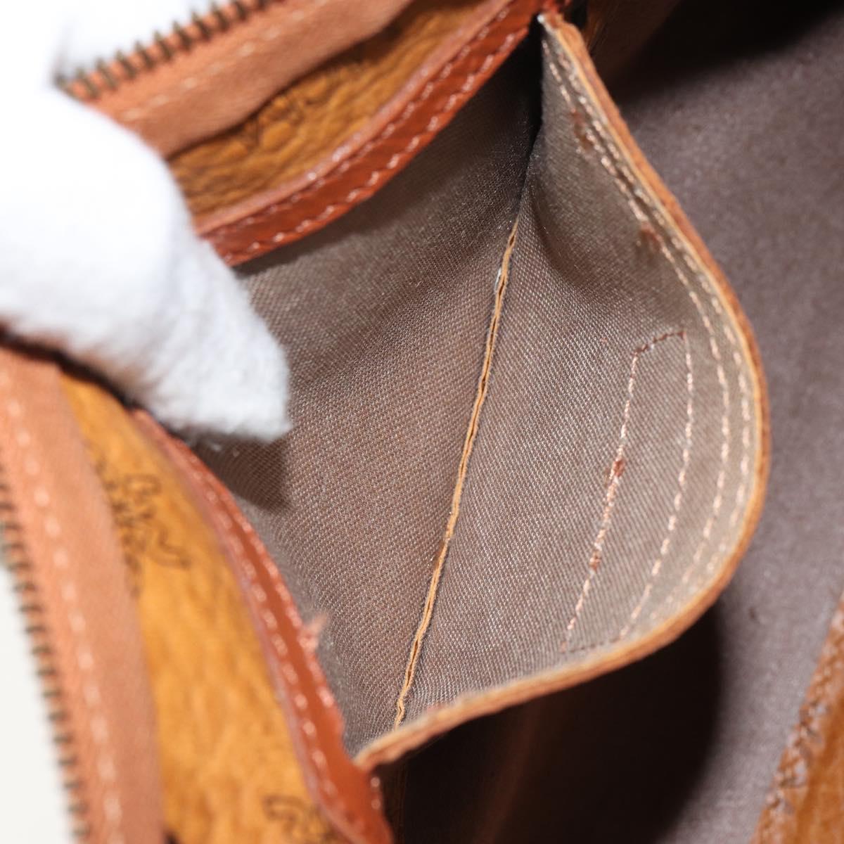 MCM Vicetos Logogram Hand Bag PVC Leather Brown Gold Auth 168498